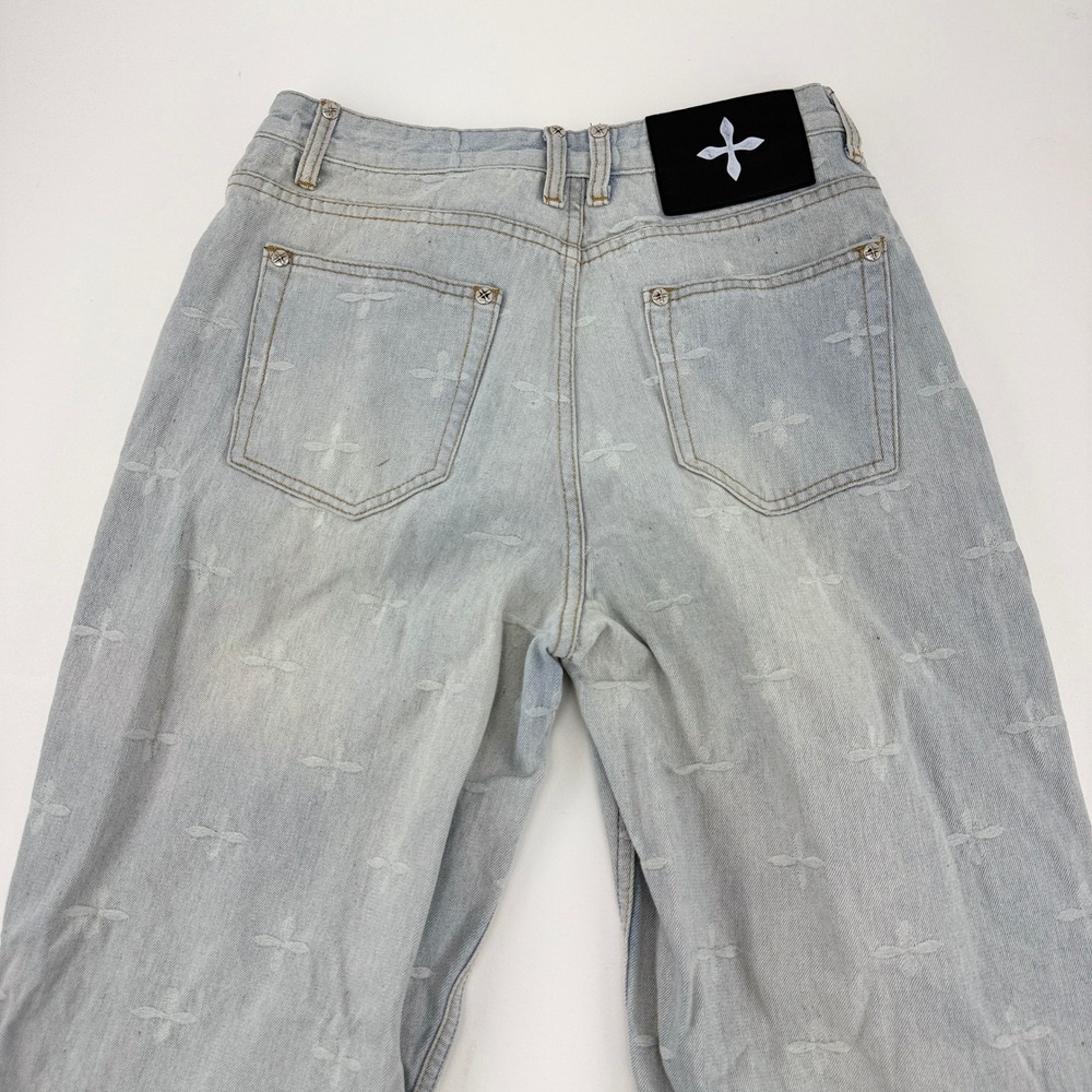 SMFK Plan D Cross Jacquard Ankle Jeans Women Small Light Wash Blue Denim Size 6 - Picture 15 of 15